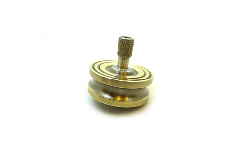 Machined stainless steel and brass spinning top
