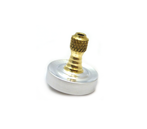 Machined aluminum and brass spinning top