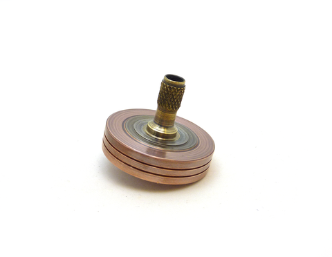 Machined copper and stainless steel spinning top